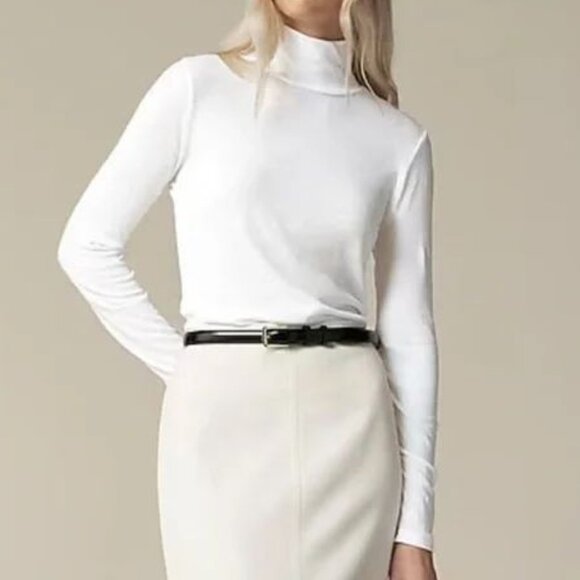 J. Crew Tissue Crepe Turtleneck in White Size Small - Picture 1 of 13